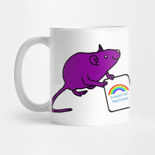 Purple Rat with Essential Employee Rainbow Sign Mug